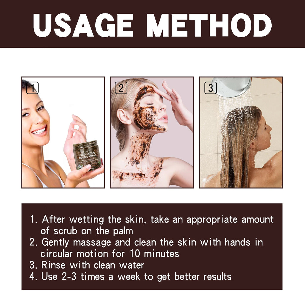 Coffee Exfoliating Scrub Remove Dead Skin Cleaning Smooth Moisturizing Body Brighten Skin Tone Nourish Scrub Suitable Whole Body